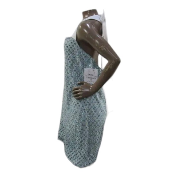 Mestiza Blue Sequin Bow Back Mini Dress Large Size 14 Cocktail Party - Picture 13 of 14